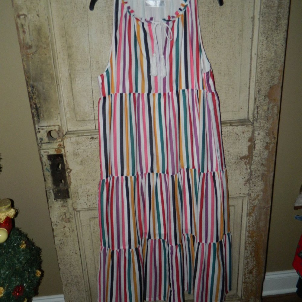 Urban Daizy Lined Midi Striped Dress Size M (X-26)